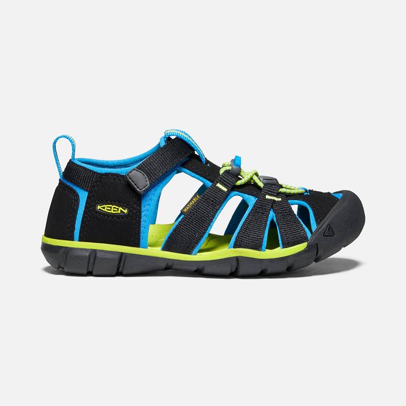 Keen Seacamp II CNX Wassersandalen Kinder DE-73815 Black/Brilliant Blue - Keen Kinderschuhe Schwarz